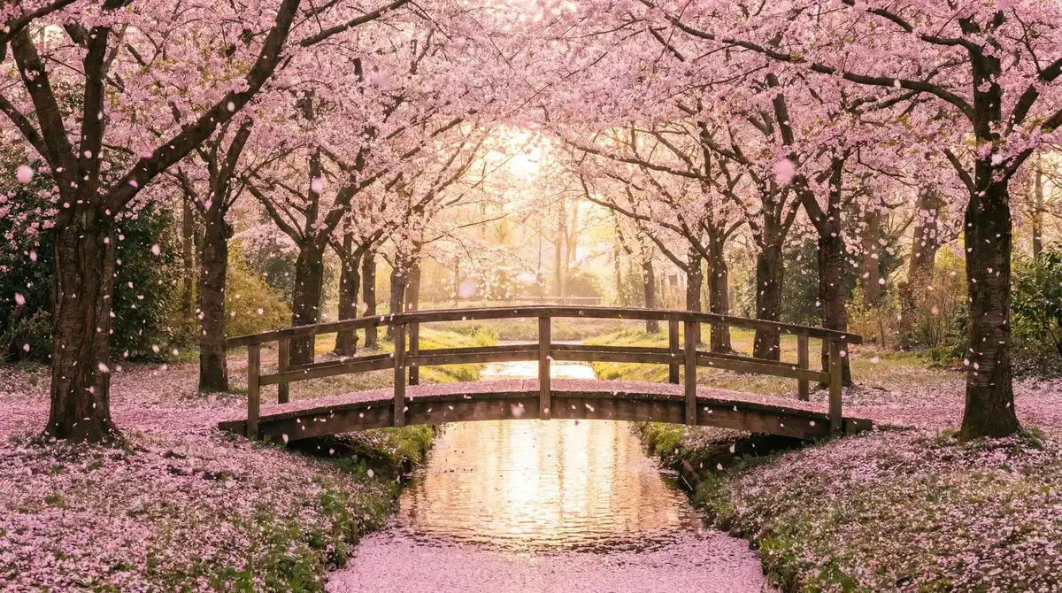 樱花桥畔 - 蜜桃传媒 唯美风景
